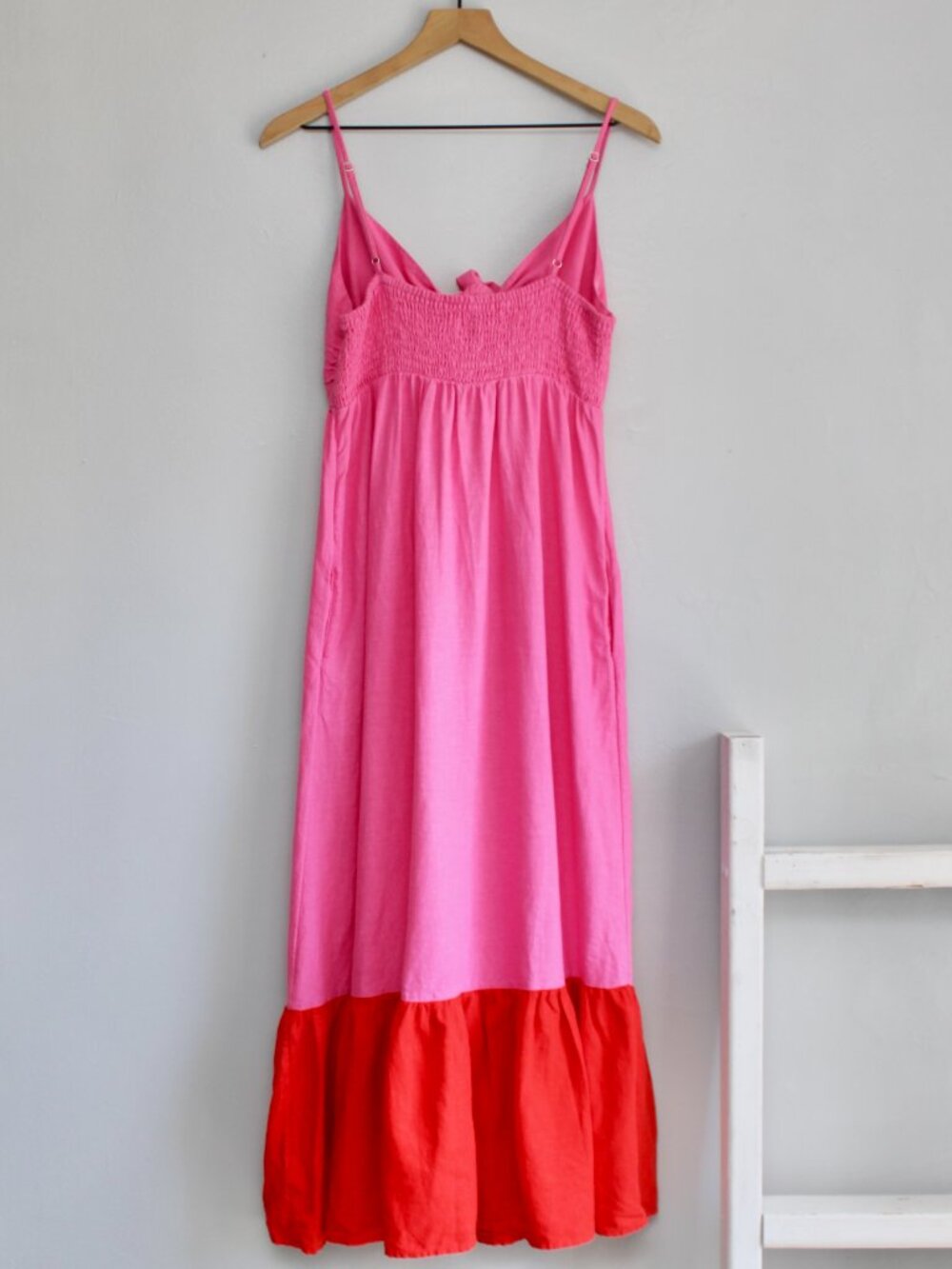Tabitha Brown X Target Pink Red Colorblock Sleeveless Front Tie Maxi Dress Small - Picture 2 of 6